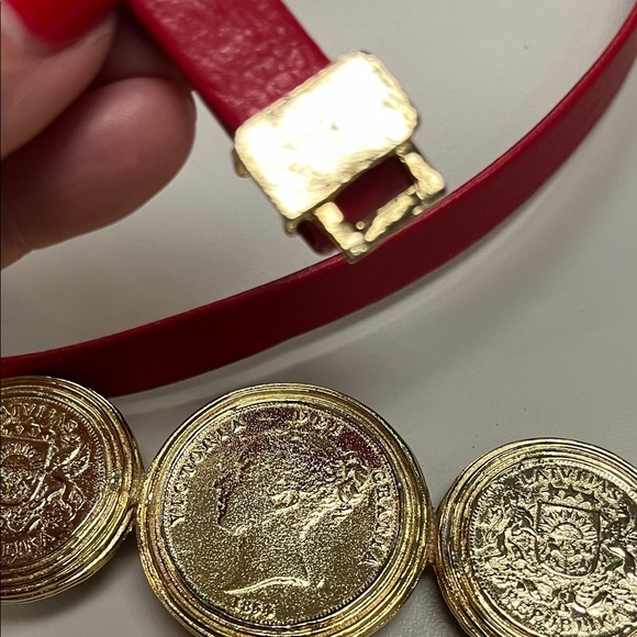 Red Belt with Gold Coin Accents main image 4